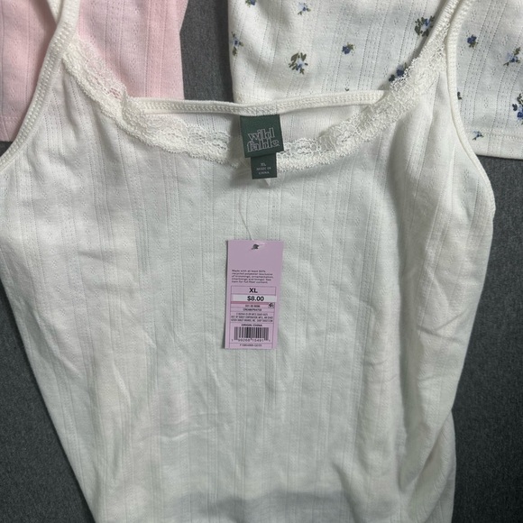 NWT XL Wild Fable Lace Trim Camisole Trio - Pink,  White, Floral - Picture 4 of 4